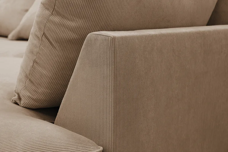 Rossita Lyx 4-seter Ekstra dyp Sofa med Sjeselong Høyre - Brun Kordfløyel - Møbler - Sofaer - Sofa med sjeselong