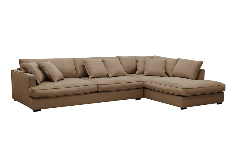 Rossita Lyx 4-seter Ekstra dyp Sofa med Sjeselong Høyre - Brun Kordfløyel - Møbler - Sofaer - Sofa med sjeselong