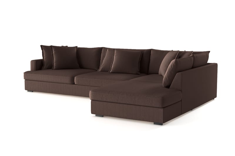 Rossita Lyx 4-seter Ekstra dyp Sofa med Sjeselong Høyre - Brun Kordfløyel - Møbler - Sofaer - Sofa med sjeselong