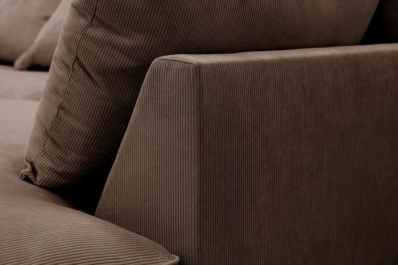 Rossita Lyx 4-seter Ekstra dyp Sofa med Sjeselong Høyre - Brun Kordfløyel - Møbler - Sofaer - Sofa med sjeselong