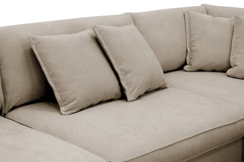 Rossita Lyx 4-seter Ekstra dyp Sofa med Sjeselong Høyre - Brun Stoff - Møbler - Sofaer - Sofa med sjeselong