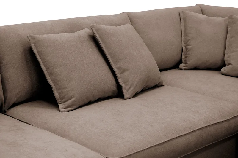 Rossita Lyx 4-seter Ekstra dyp Sofa med Sjeselong Høyre - Brun Stoff - Møbler - Sofaer - Sofa med sjeselong