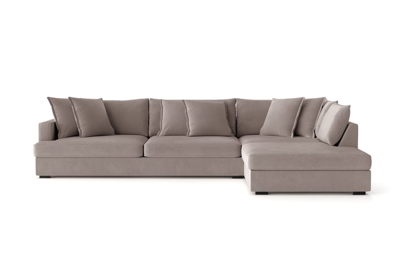 Rossita Lyx 4-seter Ekstra dyp Sofa med Sjeselong Høyre - Brun Stoff - Møbler - Sofaer - Sofa med sjeselong