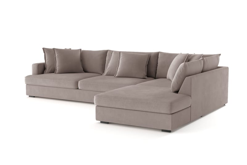 Rossita Lyx 4-seter Ekstra dyp Sofa med Sjeselong Høyre - Brun Stoff - Møbler - Sofaer - Sofa med sjeselong
