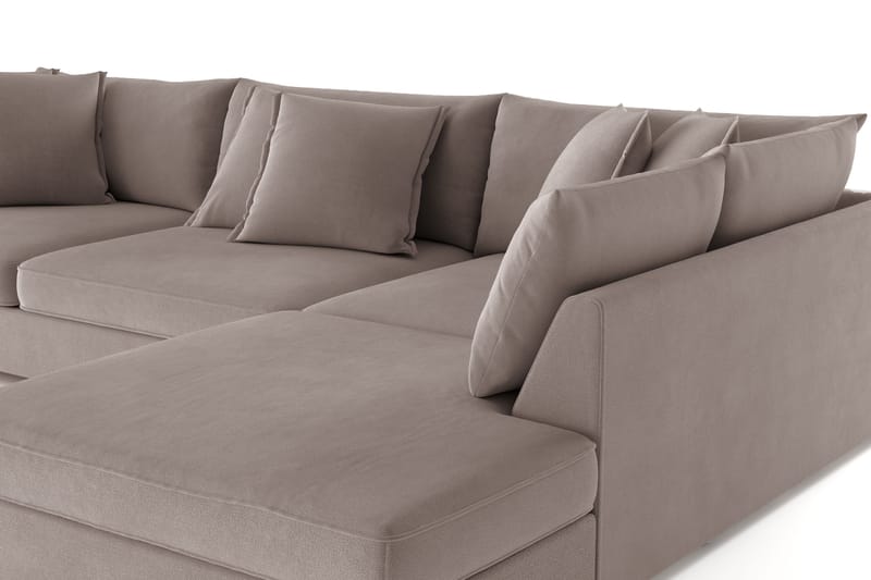 Rossita Lyx 4-seter Ekstra dyp Sofa med Sjeselong Høyre - Brun Stoff - Møbler - Sofaer - Sofa med sjeselong