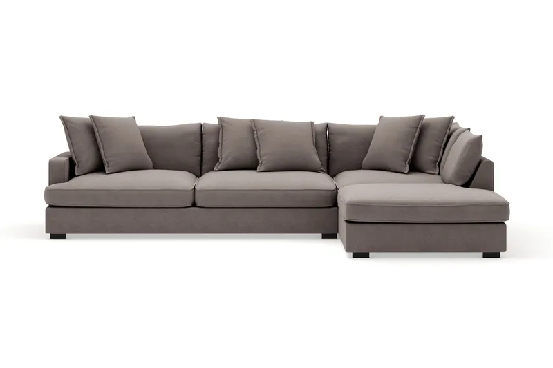 Rossita Lyx 4-seter Ekstra dyp Sofa med Sjeselong Høyre - Brun Stoff - Møbler - Sofaer - Sofa med sjeselong