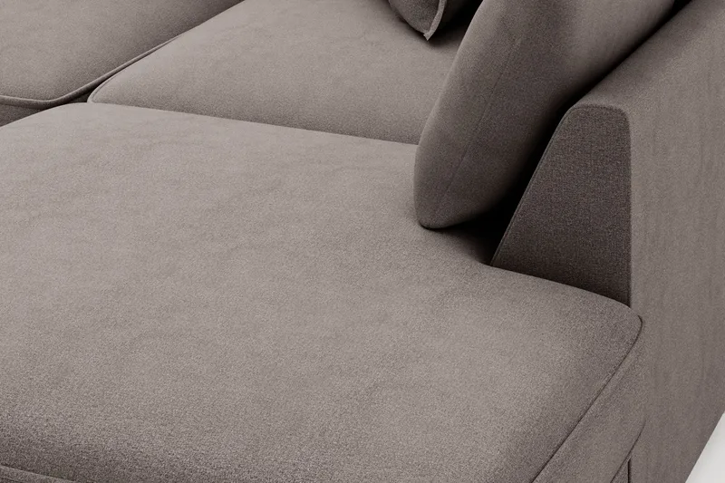 Rossita Lyx 4-seter Ekstra dyp Sofa med Sjeselong Høyre - Brun Stoff - Møbler - Sofaer - Sofa med sjeselong