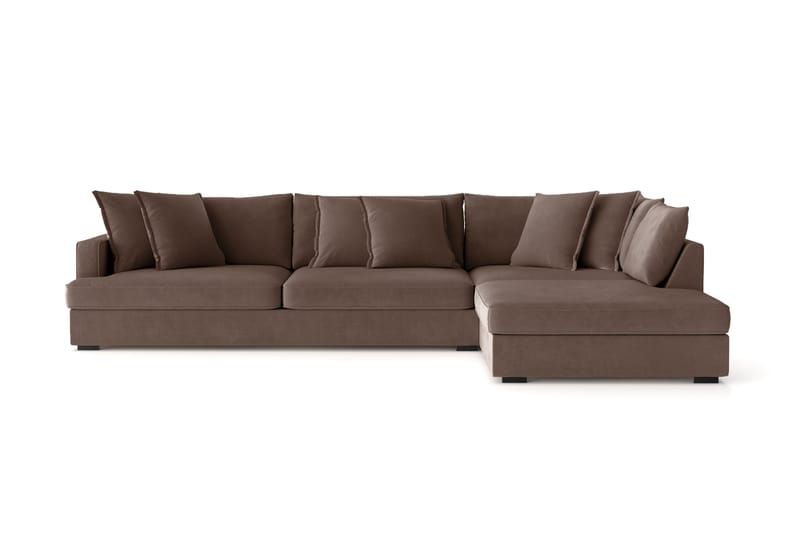 Rossita Lyx 4-seter Ekstra dyp Sofa med Sjeselong Høyre - Brun Stoff - Møbler - Sofaer - Sofa med sjeselong