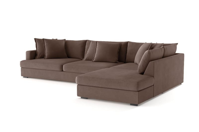 Rossita Lyx 4-seter Ekstra dyp Sofa med Sjeselong Høyre - Brun Stoff - Møbler - Sofaer - Sofa med sjeselong