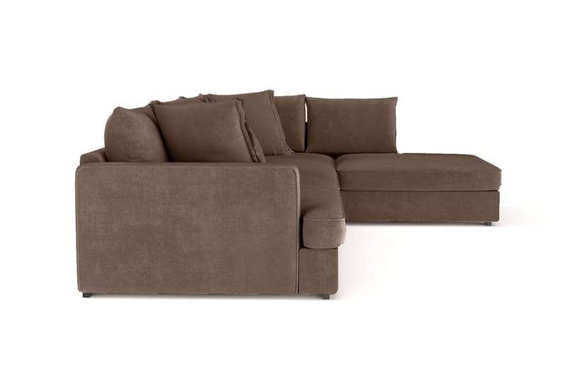 Rossita Lyx 4-seter Ekstra dyp Sofa med Sjeselong Høyre - Brun Stoff - Møbler - Sofaer - Sofa med sjeselong