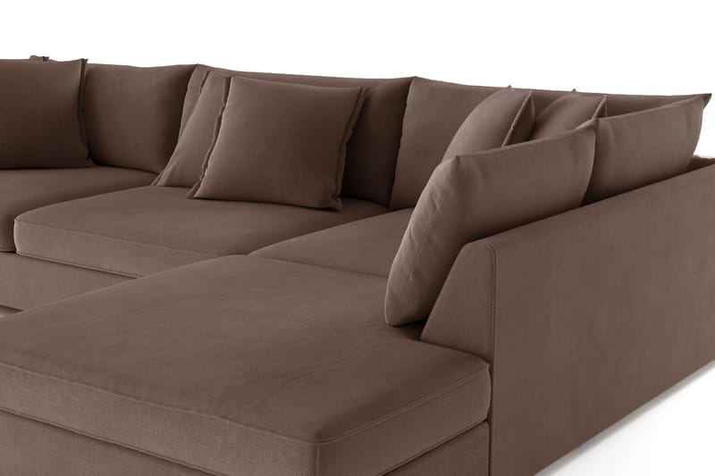 Rossita Lyx 4-seter Ekstra dyp Sofa med Sjeselong Høyre - Brun Stoff - Møbler - Sofaer - Sofa med sjeselong