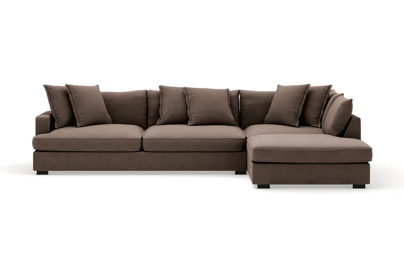 Rossita Lyx 4-seter Ekstra dyp Sofa med Sjeselong Høyre - Brun Stoff - Møbler - Sofaer - Sofa med sjeselong