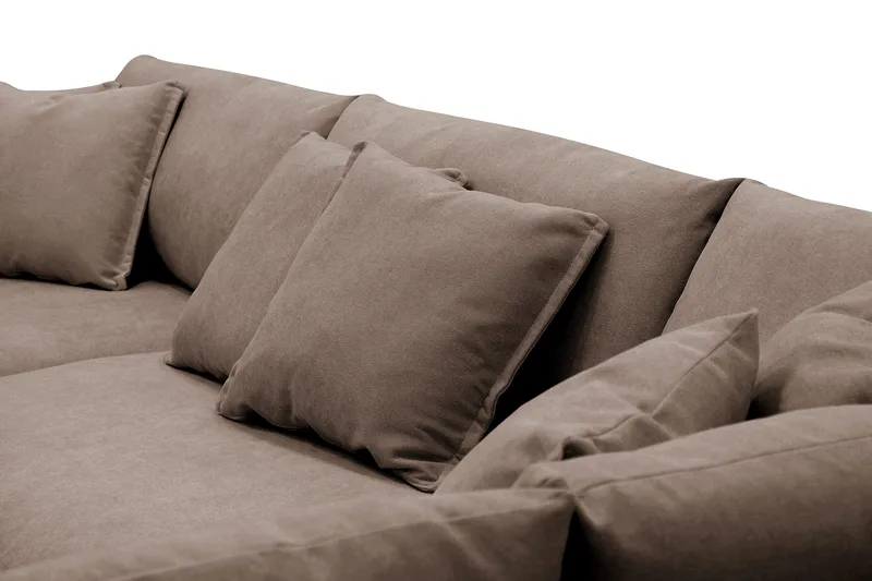 Rossita Lyx 4-seter Ekstra dyp Sofa med Sjeselong Høyre - Brun Stoff - Møbler - Sofaer - Sofa med sjeselong