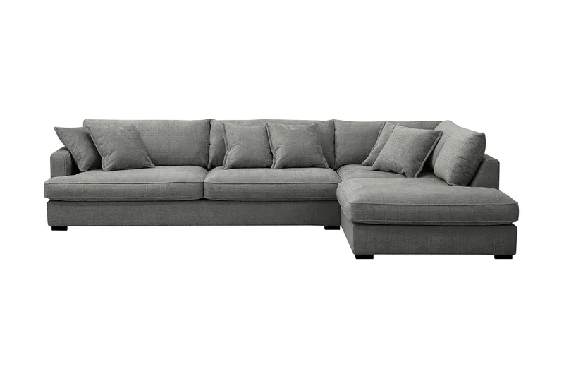 Rossita Lyx 4-seter Ekstra dyp Sofa med Sjeselong Høyre - Grå Chenille - Møbler - Sofaer - Sofa med sjeselong