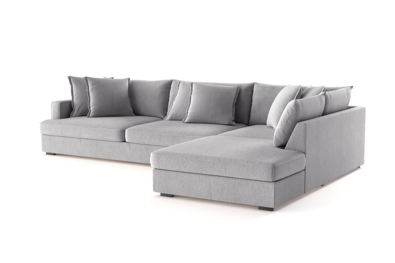 Rossita Lyx 4-seter Ekstra dyp Sofa med Sjeselong Høyre - Grå Chenille - Møbler - Sofaer - Sofa med sjeselong
