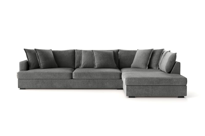 Rossita Lyx 4-seter Ekstra dyp Sofa med Sjeselong Høyre - Grå Chenille - Møbler - Sofaer - Sofa med sjeselong