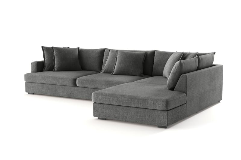 Rossita Lyx 4-seter Ekstra dyp Sofa med Sjeselong Høyre - Grå Chenille - Møbler - Sofaer - Sofa med sjeselong