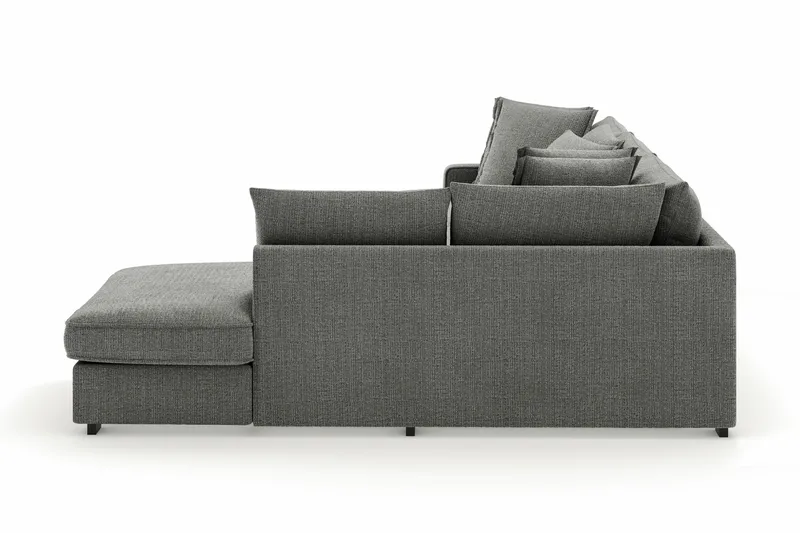 Rossita Lyx 4-seter Ekstra dyp Sofa med Sjeselong Høyre - Grå Chenille - Møbler - Sofaer - Sofa med sjeselong