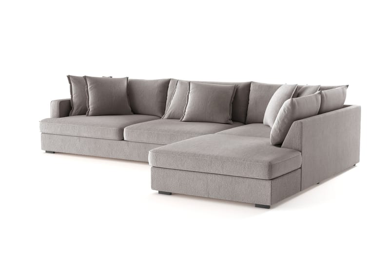 Rossita Lyx 4-seter Ekstra dyp Sofa med Sjeselong Høyre - Grå/Brun Chenille - Møbler - Sofaer - Sofa med sjeselong