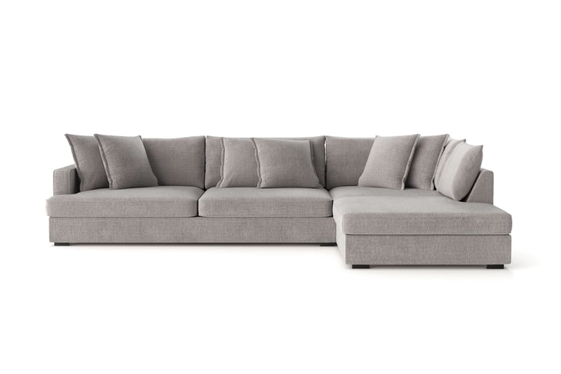 Rossita Lyx 4-seter Ekstra dyp Sofa med Sjeselong Høyre - Lysegrå Chenille - Møbler - Sofaer - Sofa med sjeselong