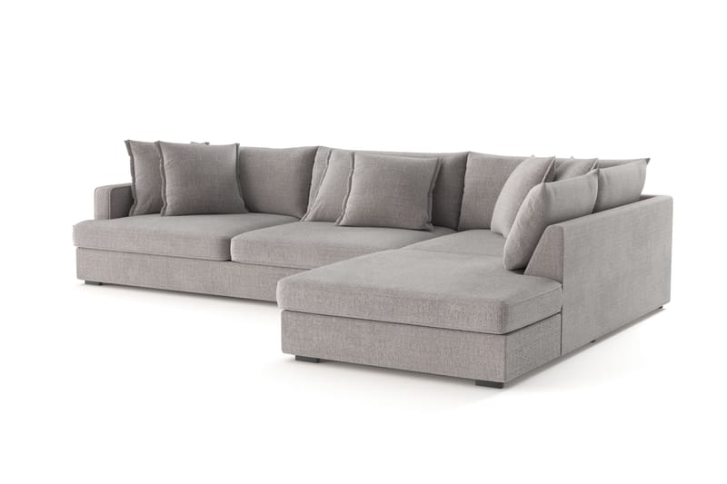Rossita Lyx 4-seter Ekstra dyp Sofa med Sjeselong Høyre - Lysegrå Chenille - Møbler - Sofaer - Sofa med sjeselong