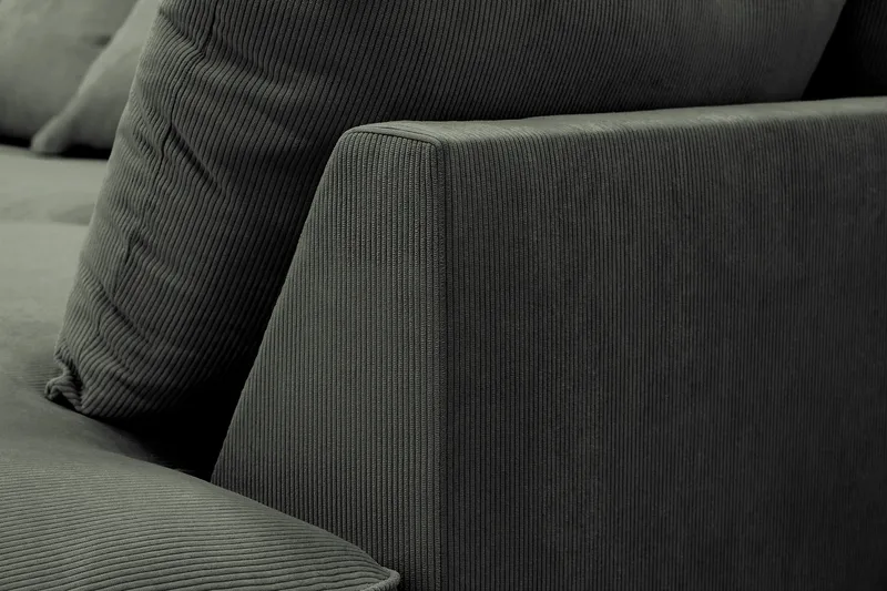 Rossita Lyx 4-seter Ekstra dyp Sofa med Sjeselong Høyre - Mørk grønn Kordfløyel - Møbler - Sofaer - Sofa med sjeselong