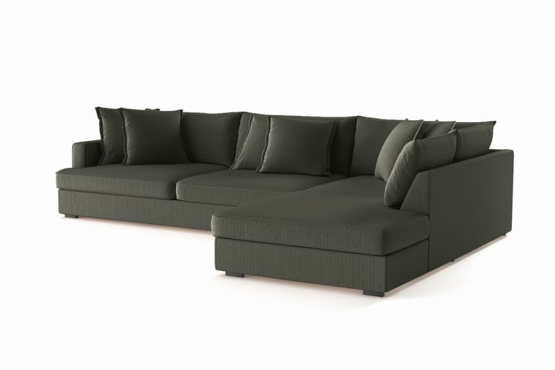 Rossita Lyx 4-seter Ekstra dyp Sofa med Sjeselong Høyre - Mørk grønn Kordfløyel - Møbler - Sofaer - Sofa med sjeselong