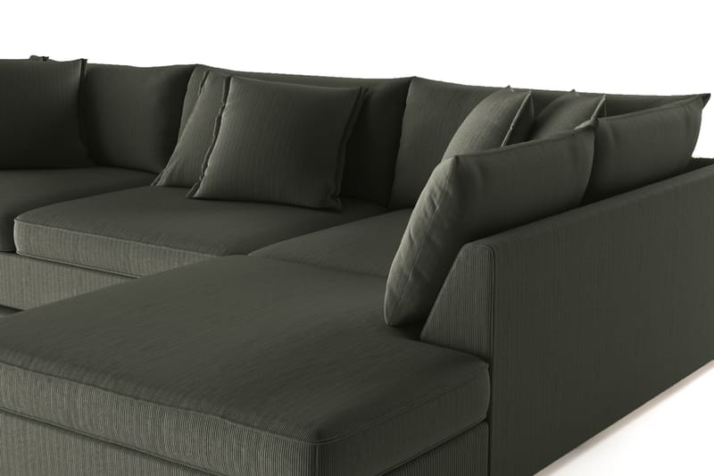 Rossita Lyx 4-seter Ekstra dyp Sofa med Sjeselong Høyre - Mørk grønn Kordfløyel - Møbler - Sofaer - Sofa med sjeselong