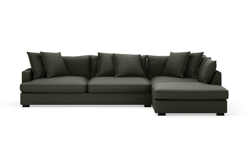 Rossita Lyx 4-seter Ekstra dyp Sofa med Sjeselong Høyre - Mørk grønn Kordfløyel - Møbler - Sofaer - Sofa med sjeselong