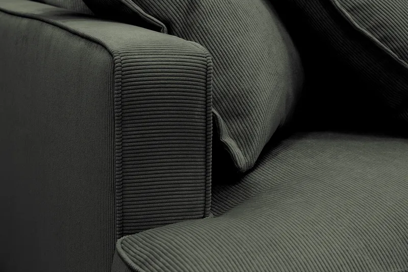 Rossita Lyx 4-seter Ekstra dyp Sofa med Sjeselong Høyre - Mørk grønn Kordfløyel - Møbler - Sofaer - Sofa med sjeselong