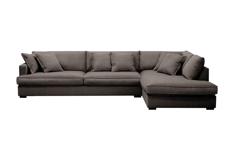 Rossita Lyx 4-seter Ekstra dyp Sofa med Sjeselong Høyre - Mørkegrå Kordfløyel - Møbler - Sofaer - Sofa med sjeselong