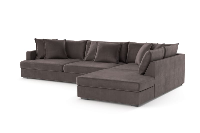 Rossita Lyx 4-seter Ekstra dyp Sofa med Sjeselong Høyre - Mørkegrå Kordfløyel - Møbler - Sofaer - Sofa med sjeselong