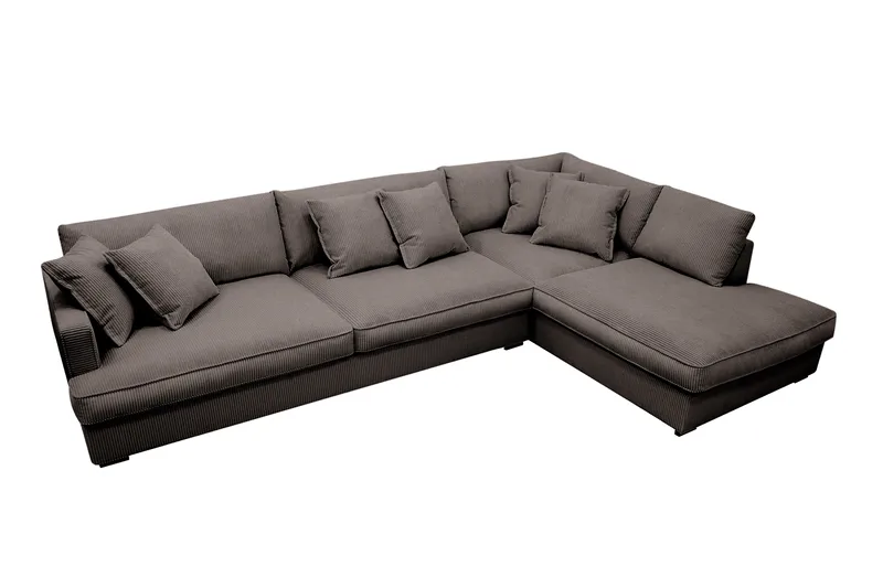 Rossita Lyx 4-seter Ekstra dyp Sofa med Sjeselong Høyre - Mørkegrå Kordfløyel - Møbler - Sofaer - Sofa med sjeselong