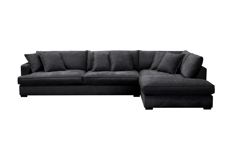 Rossita Lyx 4-seter Ekstra dyp Sofa med Sjeselong Høyre - Svart Chenille - Møbler - Sofaer - Sofa med sjeselong