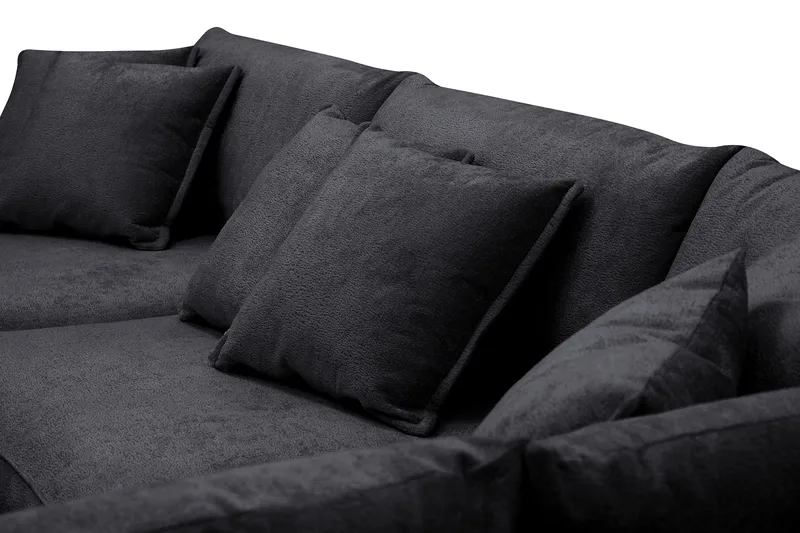 Rossita Lyx 4-seter Ekstra dyp Sofa med Sjeselong Høyre - Svart Chenille - Møbler - Sofaer - Sofa med sjeselong