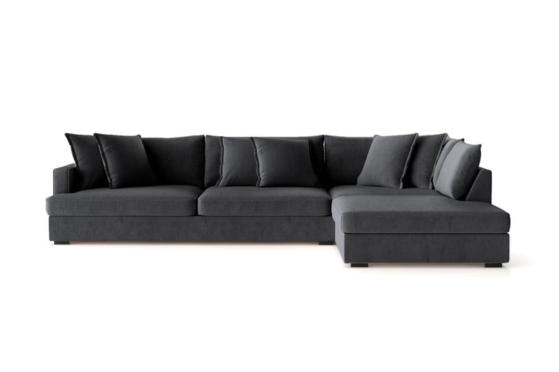Rossita Lyx 4-seter Ekstra dyp Sofa med Sjeselong Høyre - Svart Chenille - Møbler - Sofaer - Sofa med sjeselong