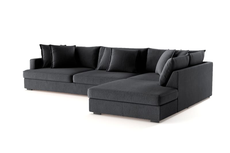 Rossita Lyx 4-seter Ekstra dyp Sofa med Sjeselong Høyre - Svart Chenille - Møbler - Sofaer - Sofa med sjeselong