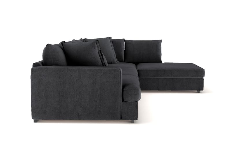 Rossita Lyx 4-seter Ekstra dyp Sofa med Sjeselong Høyre - Svart Chenille - Møbler - Sofaer - Sofa med sjeselong