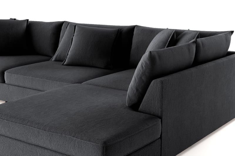 Rossita Lyx 4-seter Ekstra dyp Sofa med Sjeselong Høyre - Svart Chenille - Møbler - Sofaer - Sofa med sjeselong