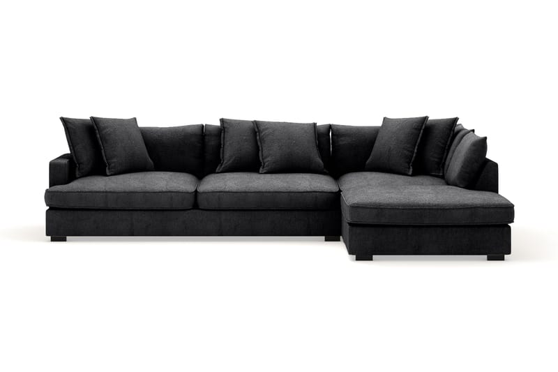 Rossita Lyx 4-seter Ekstra dyp Sofa med Sjeselong Høyre - Svart Chenille - Møbler - Sofaer - Sofa med sjeselong