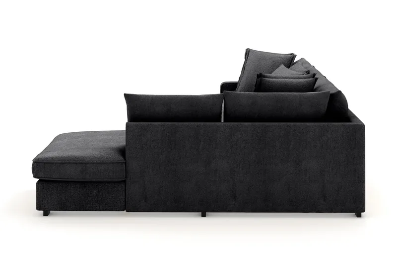 Rossita Lyx 4-seter Ekstra dyp Sofa med Sjeselong Høyre - Svart Chenille - Møbler - Sofaer - Sofa med sjeselong