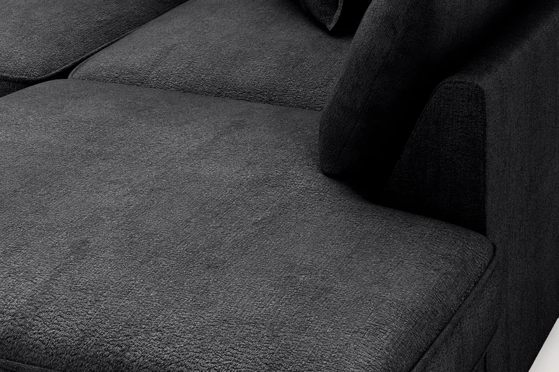 Rossita Lyx 4-seter Ekstra dyp Sofa med Sjeselong Høyre - Svart Chenille - Møbler - Sofaer - Sofa med sjeselong