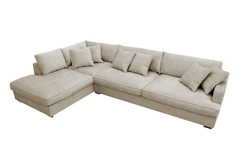 Rossita Lyx 4-seter Ekstra dyp Sofa med Sjeselong Venstre - Beige Chenille - Møbler - Sofaer - Sofa med sjeselong