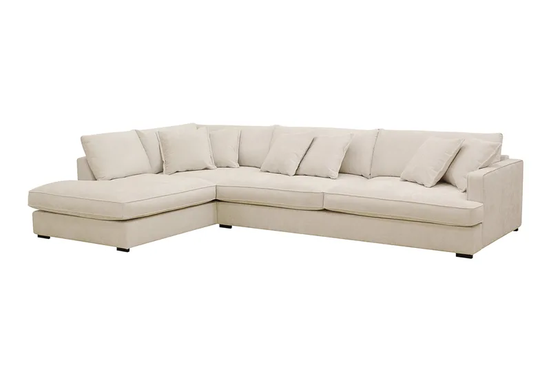 Rossita Lyx 4-seter Ekstra dyp Sofa med Sjeselong Venstre - Beige Chenille - Møbler - Sofaer - Sofa med sjeselong