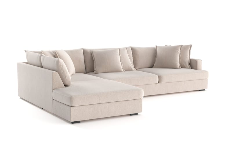 Rossita Lyx 4-seter Ekstra dyp Sofa med Sjeselong Venstre - Beige Chenille - Møbler - Sofaer - Sofa med sjeselong