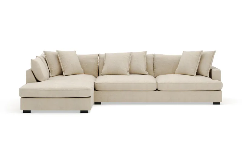 Rossita Lyx 4-seter Ekstra dyp Sofa med Sjeselong Venstre - Beige Chenille - Møbler - Sofaer - Sofa med sjeselong