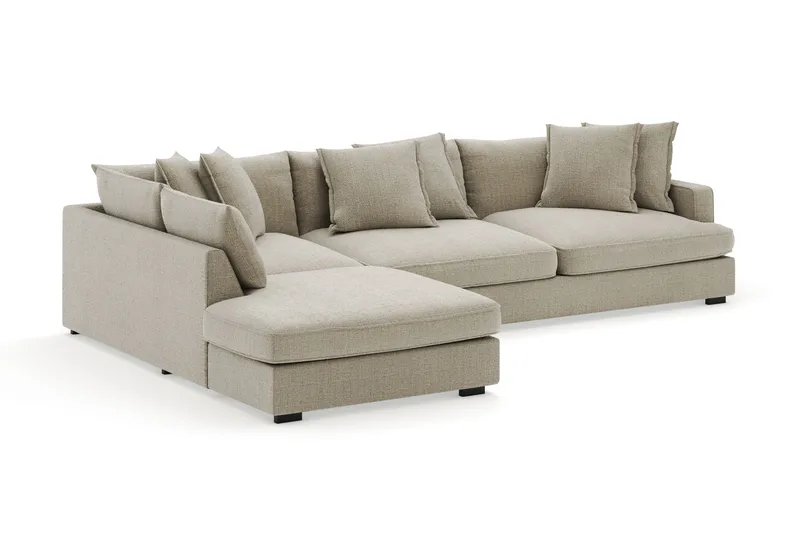 Rossita Lyx 4-seter Ekstra dyp Sofa med Sjeselong Venstre - Beige Chenille - Møbler - Sofaer - Sofa med sjeselong