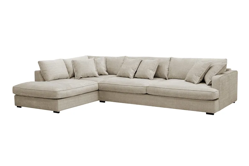 Rossita Lyx 4-seter Ekstra dyp Sofa med Sjeselong Venstre - Beige Chenille - Møbler - Sofaer - Sofa med sjeselong