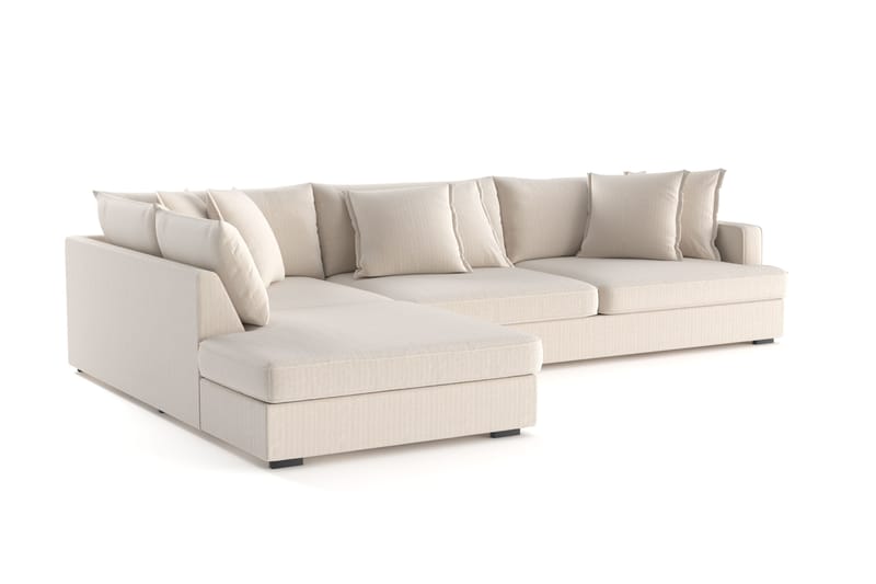 Rossita Lyx 4-seter Ekstra dyp Sofa med Sjeselong Venstre - Beige Kordfløyel - Møbler - Sofaer - Sofa med sjeselong