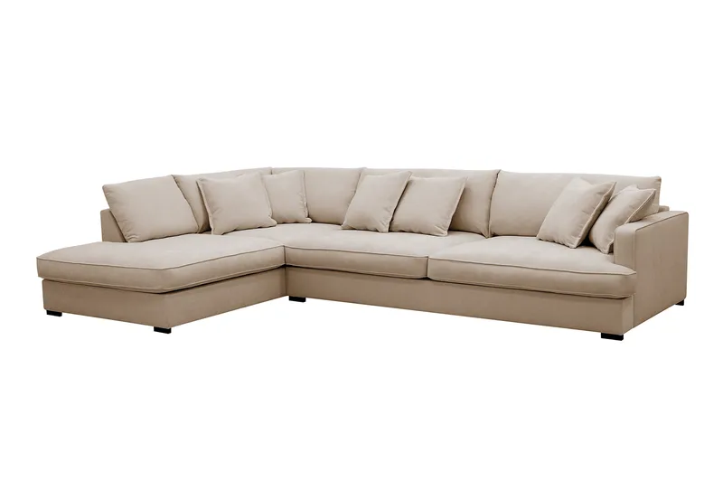 Rossita Lyx 4-seter Ekstra dyp Sofa med Sjeselong Venstre - Beige Stoff - Møbler - Sofaer - Sofa med sjeselong